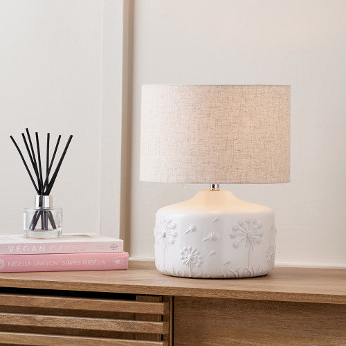 Flora Table Lamp- White Floral Ceramic