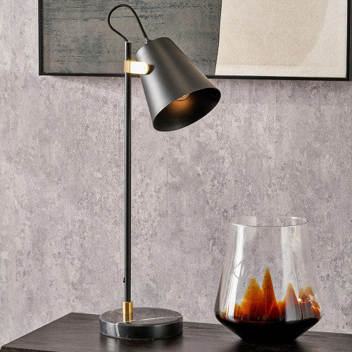 Theia Black and Brushed Brass Task Table Lamp