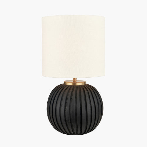 Ezekiel Table Lamp- Black/ Orange Terracotta Textured Ball