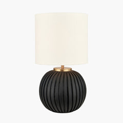 Ezekiel Table Lamp- Black/ Orange Terracotta Textured Ball