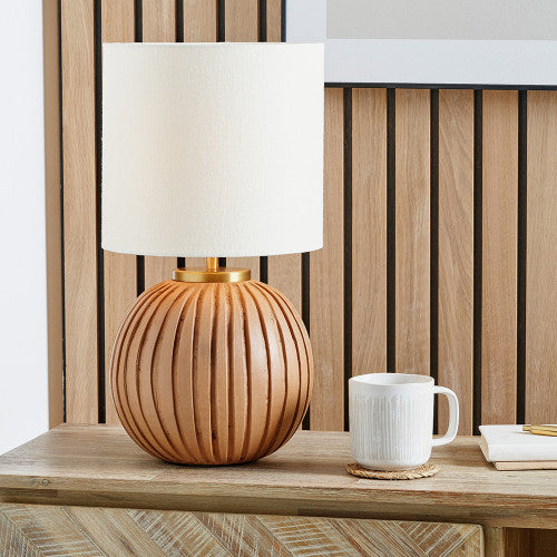 Ezekiel Table Lamp- Black/ Orange Terracotta Textured Ball