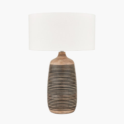 Caspian Natural Mango Wood Grooved Table Lamp