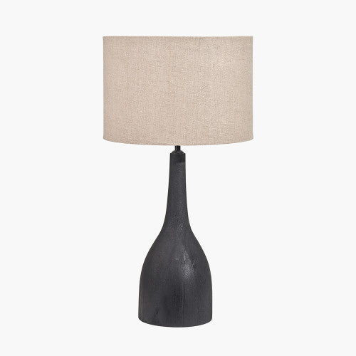 Corella Table Lamp Base- Brown/ Black/ Natural Finishes Mango Wood- Curved