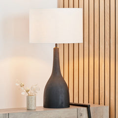 Corella Mango Wood Curved Table Lamp- Black & Brown Finishes