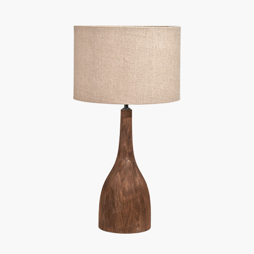 Corella Table Lamp Base- Brown/ Black/ Natural Finishes Mango Wood- Curved