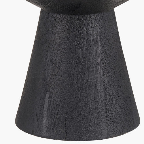 Koa Black Mango Wood Table Lamp Base with White Drum Shade