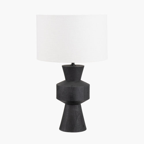 Koa Black Mango Wood Table Lamp Base with White Drum Shade