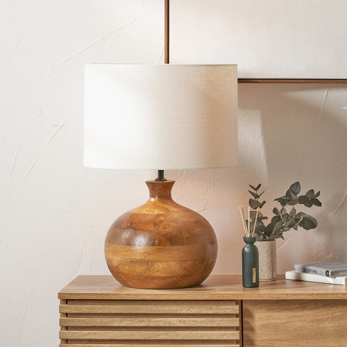 Kiah Table Lamp Base Mango Wood- Brown/ Natural Finish