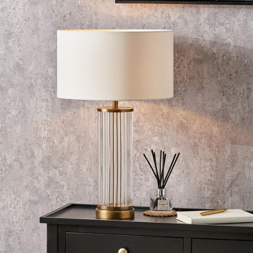 Ciara Clear Glass Metal Table Lamp Base- Antique Brass & Bronze Finishes