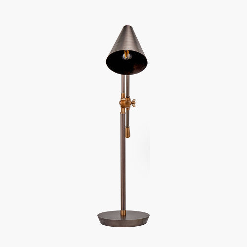 Emiliano Antique Bronze and Antique Brass Adjustable Task Table Lamp