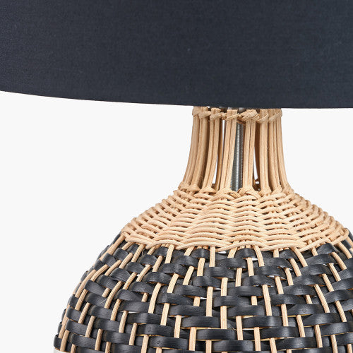 Rowan Natural Rattan Black and White Woven Table Lamp