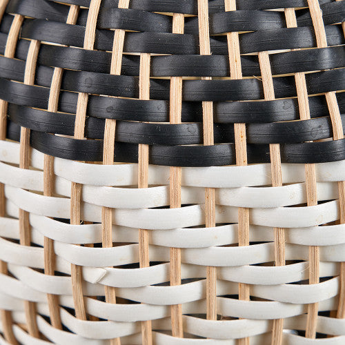 Rowan Natural Rattan Black and White Woven Table Lamp