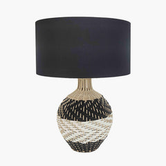 Rowan Natural Rattan Black and White Woven Table Lamp