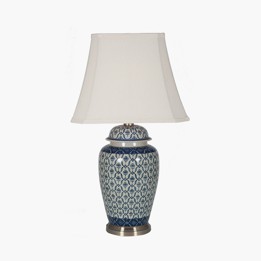 Chika Blue and White Ceramic Ginger Jar Table Lamp