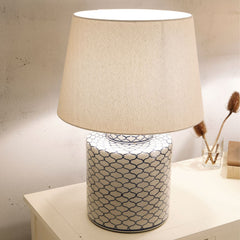 Demetri Grey and Blue Detail Ceramic Table Lamp