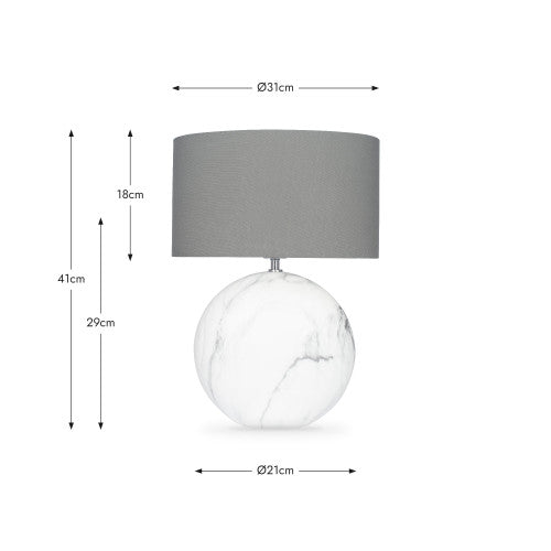 Crestola Marble Effect Ceramic Table Lamp- Small/ Large