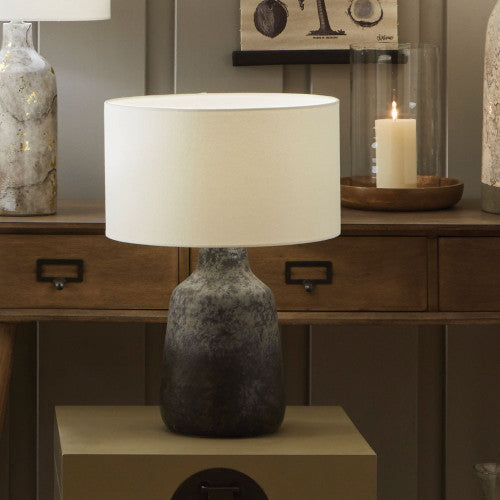 Vulcan Table Lamp Base- Volcanic Effect Grey Stoneware