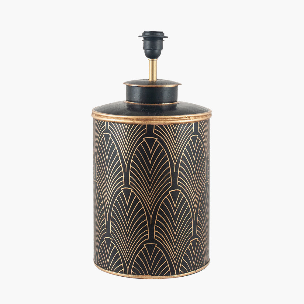 Deco Black Geo Art Deco Hand Painted Table Lamp  - Base Only