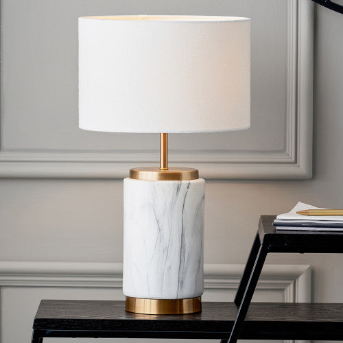 Carrara Marble Effect Ceramic Table Lamp - Small/Large