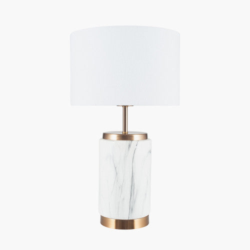 Carrara Marble Effect Ceramic Table Lamp - Small/Large