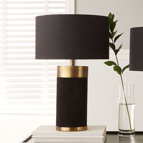 Dempsey Velvet and Antique Gold Metal Table Lamp Base- Black & Red Finishes