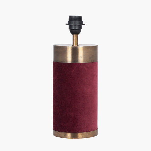 Dempsey Velvet and Antique Gold Metal Table Lamp Base- Black & Red Finishes