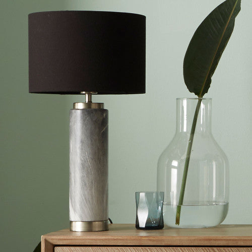 Carrara Marble Effect Ceramic Table Lamp - Small/Large