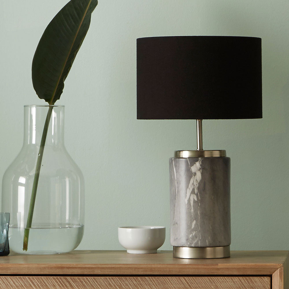 Carrara Marble Effect Ceramic Table Lamp - Small/Large