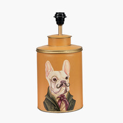 Boston Terrier Mustard Hand Painted Metal Table Lamp  - Base Only