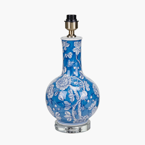 Altheda Blue and White Floral Ceramic and Crystal Table Lamp  - Base Only