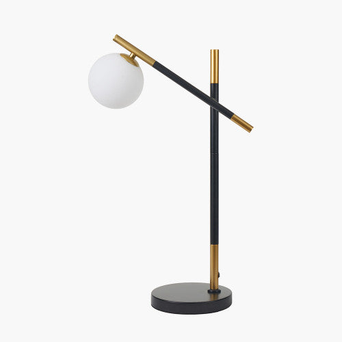 Witham White Orb and Black Metal Table Lamp