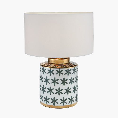 Thea Green and Gold Leaf Ceramic Table Lamp