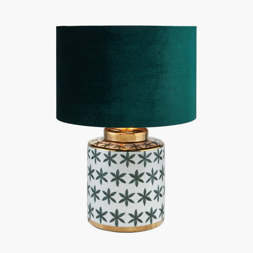 Thea Green and Gold Leaf Ceramic Table Lamp