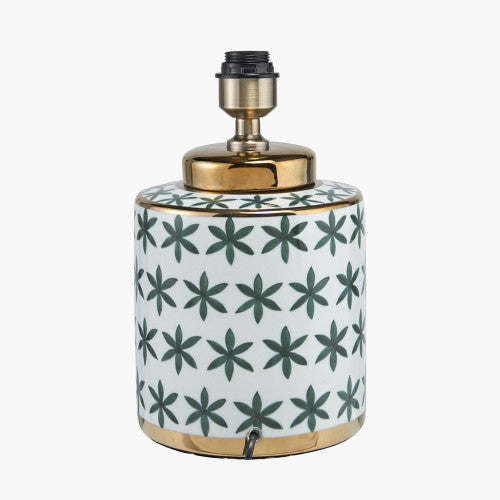 Thea Green and Gold Leaf Ceramic Table Lamp