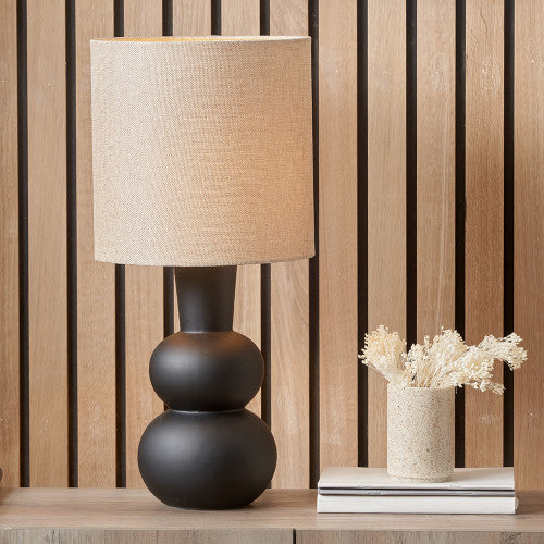 Aaliyah Curved Bottle Ceramic Table Lamp - White/Black