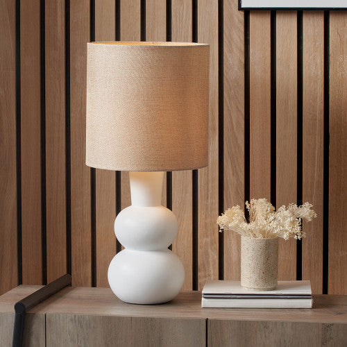 Aaliyah Curved Bottle Ceramic Table Lamp - White/Black