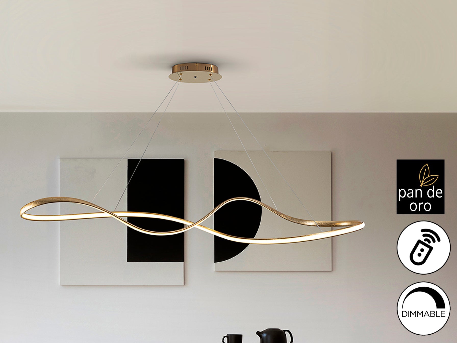 Lia Large LED Linear Pendant - Gold