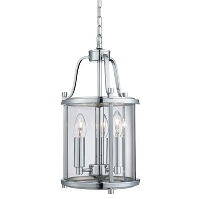 Grande Lantern 3Lt/8Lt/12LT Ceiling Pendant-  Chrome & Clear/ Black Glass