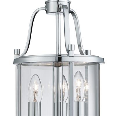 Grande Lantern 3Lt/8Lt/12LT Ceiling Pendant-  Chrome & Clear/ Black Glass