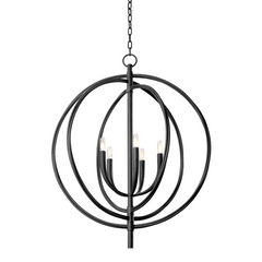 Fillea 5Lt Pendant - Black Iron/Gold Leaf