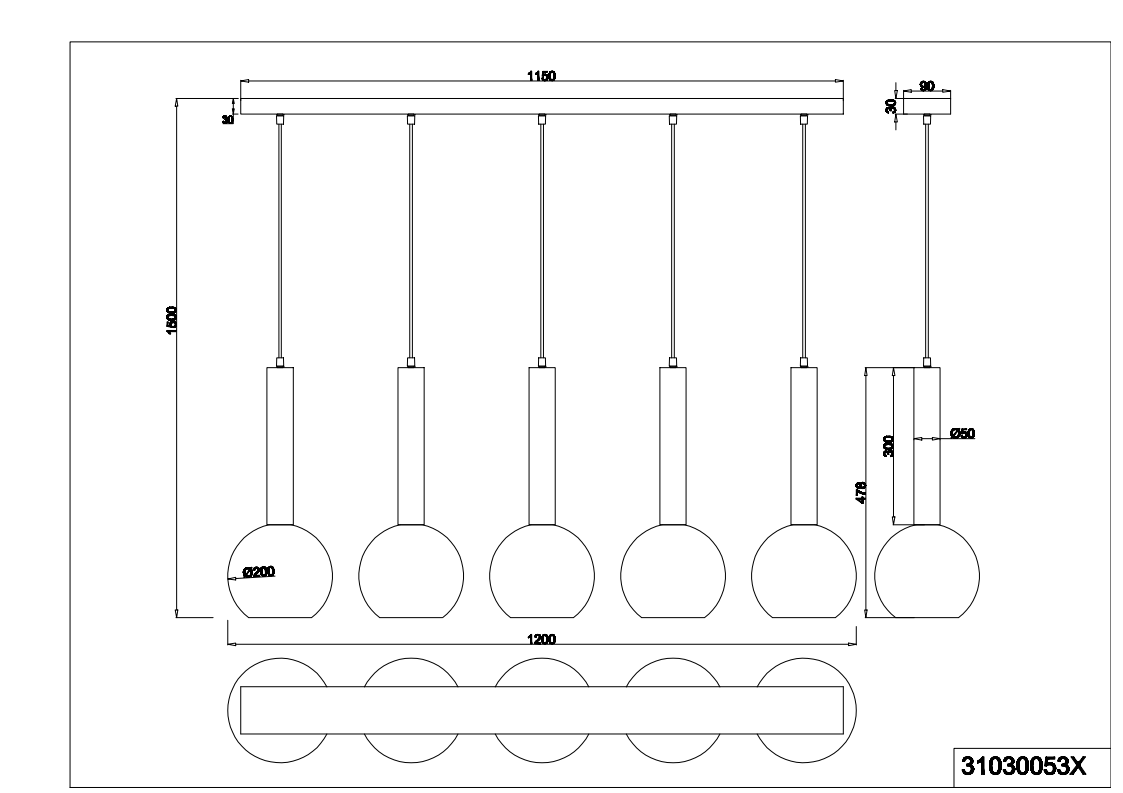 Clayton 5Lt Linear Pendant