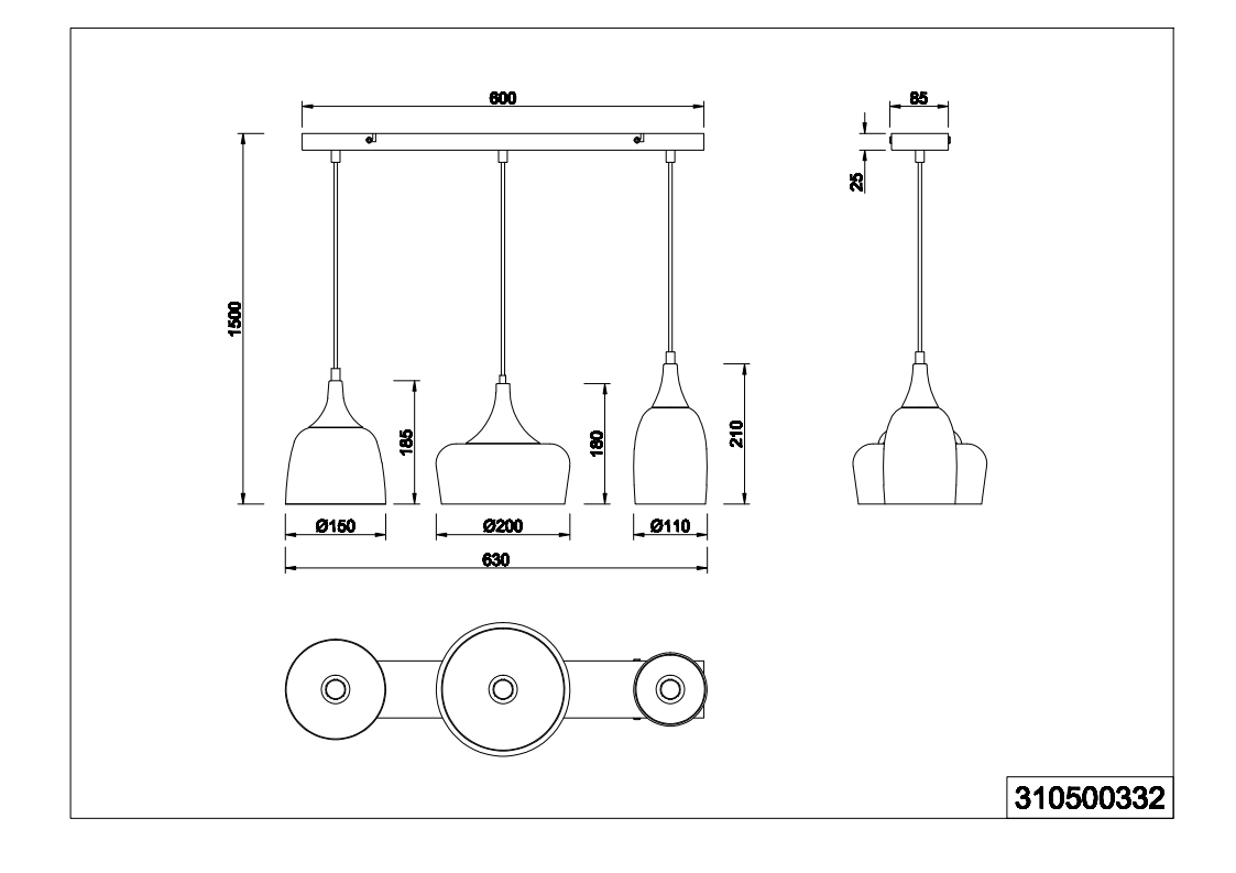 Chiraz 3/6Lt Linear Pendant