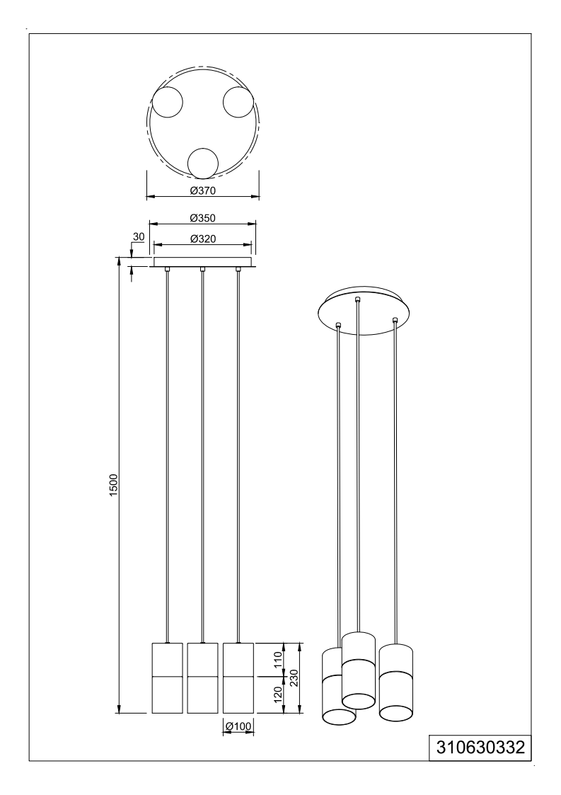 Robin 3/4Lt Linear Pendant - Black