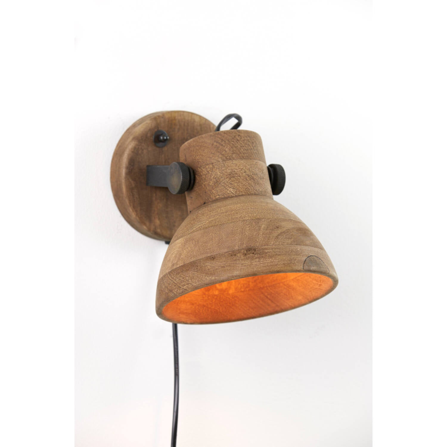 Ilanio Wall Lamp 21x17x19 Cm Wood Brown+Matt Black E27