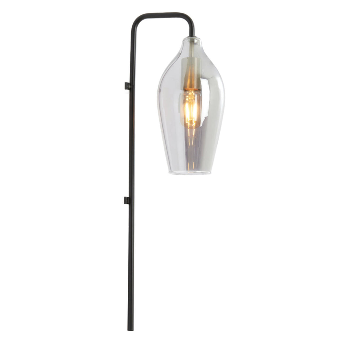 Lukaro Wall Lamp 28x20x65 Cm Glass Smoked+Matt Black E27