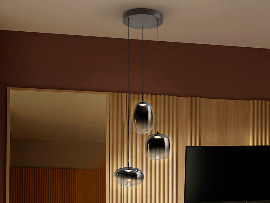 Onice 3Lt Centre Ceiling Light-  Black-Smoke Finish