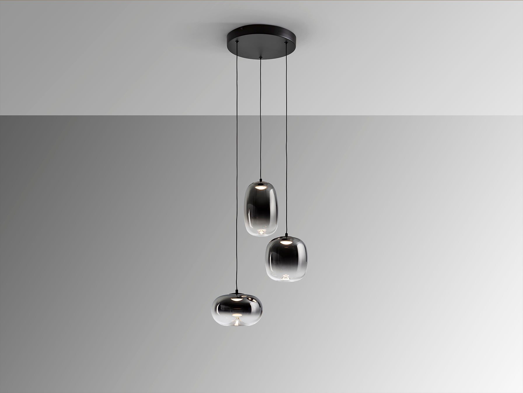 Onice 3Lt Centre Ceiling Light-  Black-Smoke Finish