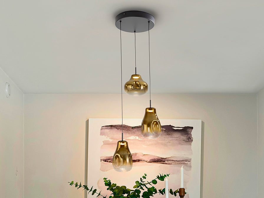Aledis 3Lt/5Lt Ceiling Lights- Black-Golden Finish