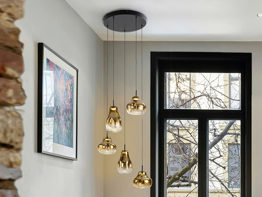 Aledis 3Lt/5Lt Ceiling Lights- Black-Golden Finish