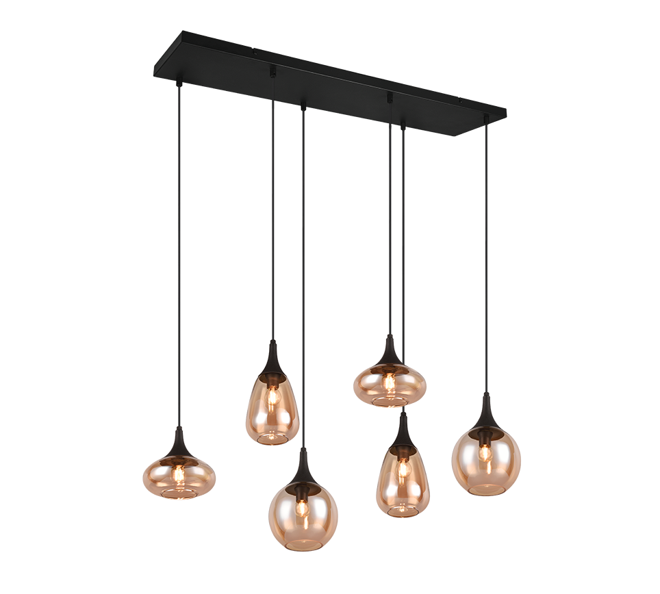 Lumina 6/8Lt Linear Pendant - Amber/Black